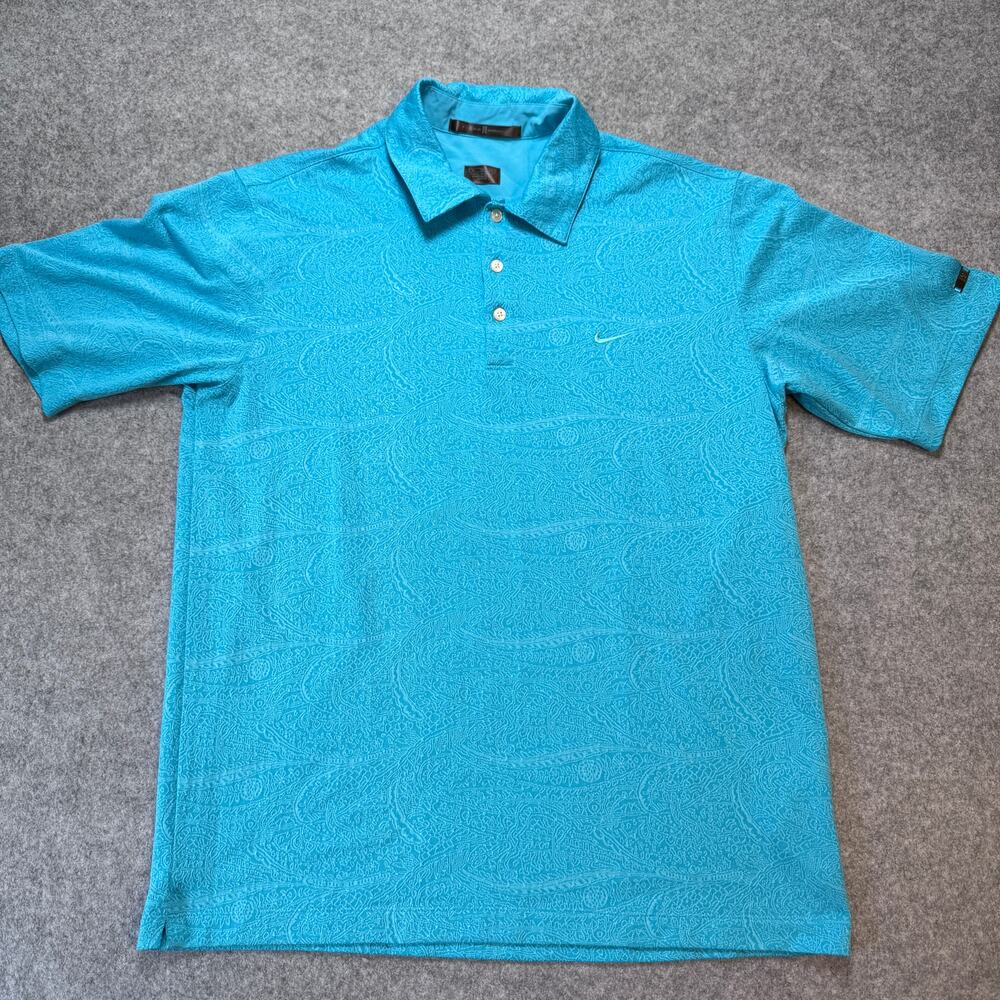 Nike Tiger Woods Golf Polo Men’s XL Aqua Paisley 2007 Y2K Shirt 205995
